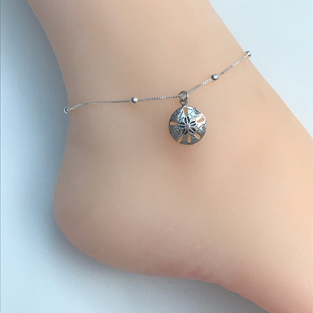 Sterling Silver Sand Dollar Anklet